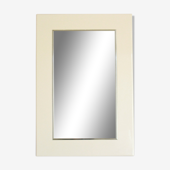 Vintage mirror with laquered ivory wood frame 1970
