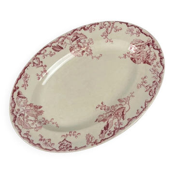Oval dish KG Lunéville Ironstone, "Fontainebleau", pink, 19th century