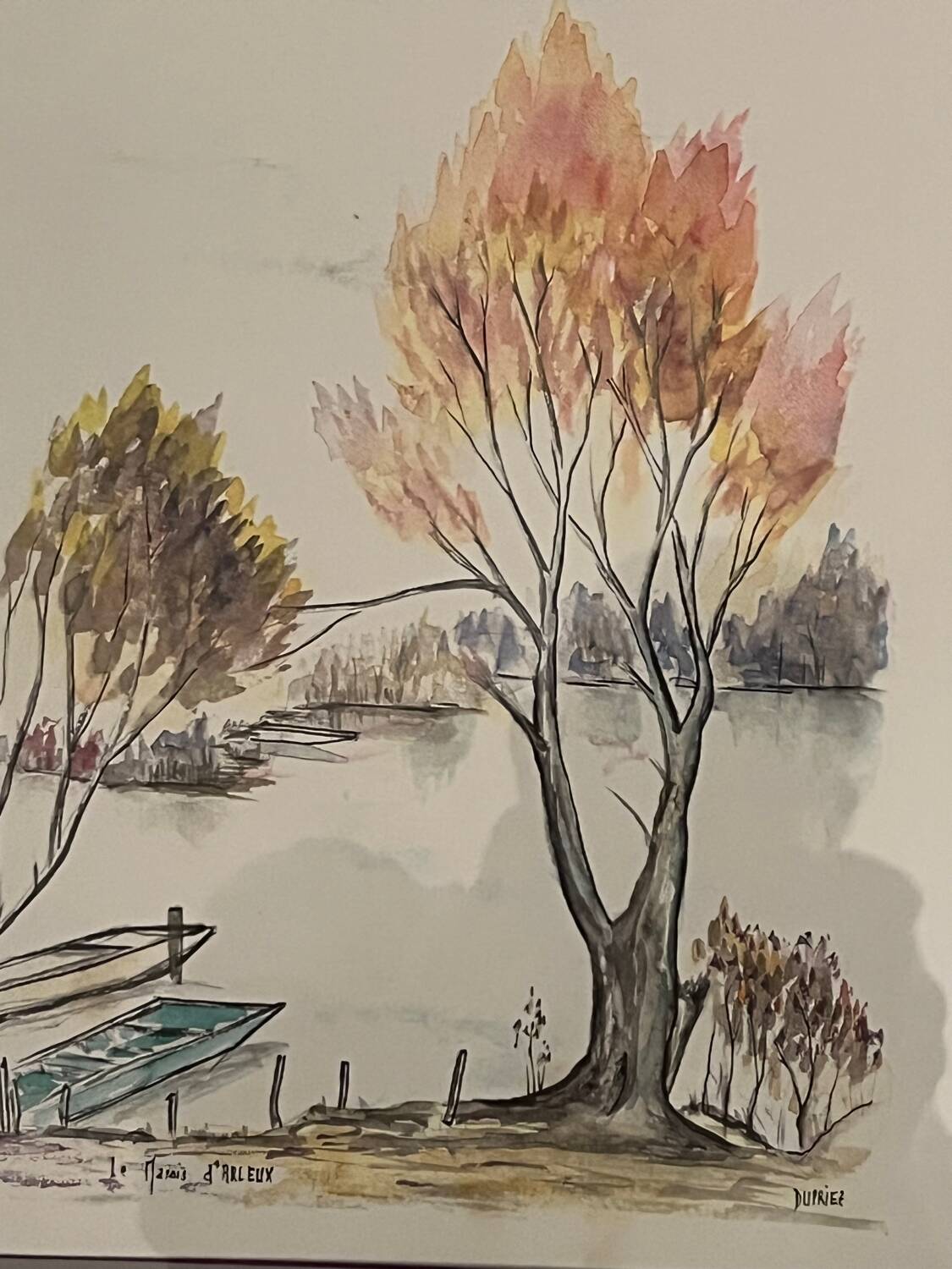 Tableau : Aquarelle -paysage de marais