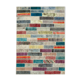 Tapis patchwork oriental contemporain 166 cm x 233 cm multicolore patchwork fait à la main