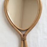 Mirror in rattan, face to hand  36x24cm