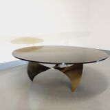 Vintage propeller coffee table Propeller by Knut Hesterberg in steel and smoked glass from the 60s