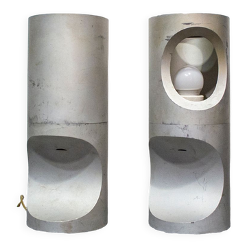 Pair of burnished aluminum lamps Italy 50s