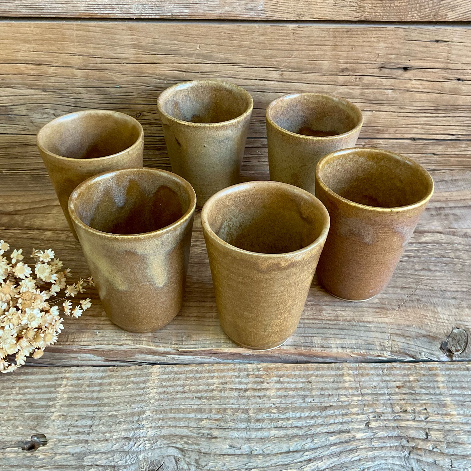 6 stoneware cups Digoin France