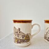 Set of 2 vintage mugs "Old English Cottage" - Staffordshire