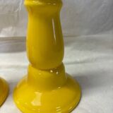 Ensemble de 2 bougeoirs en céramique jaune vintage
