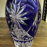 Vase Baccarat en Cristal Taillé Bleu Cobalt H 26 cm