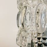 Lampe salon chevet bureau vintage verre transparent fleurs violet bleu vert