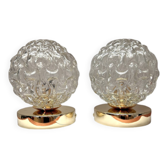 Paire d’appliques murales globes en verre scandinave