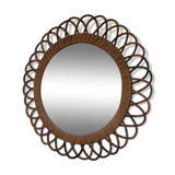 Vintage mirror in rattan flowers, sun