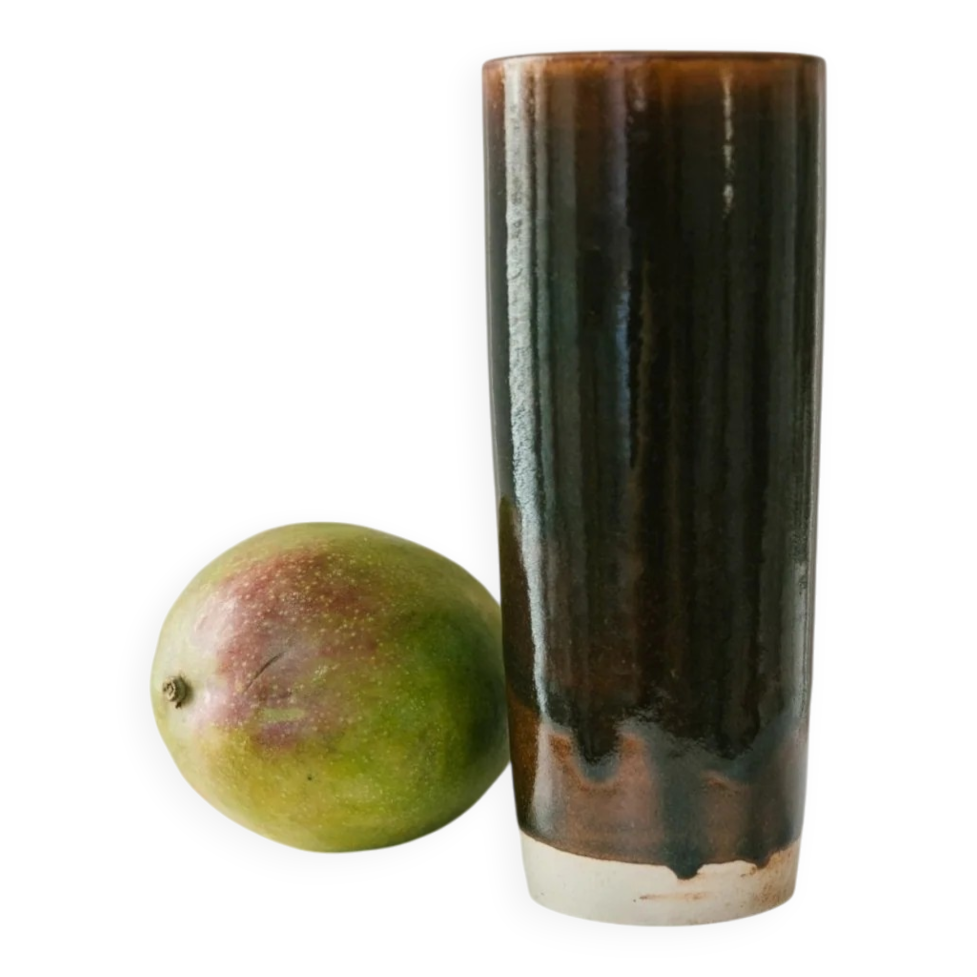 Vert ceramic vase by Werner Baumberger – studio stoneware, partially glazed, 1970s vintage