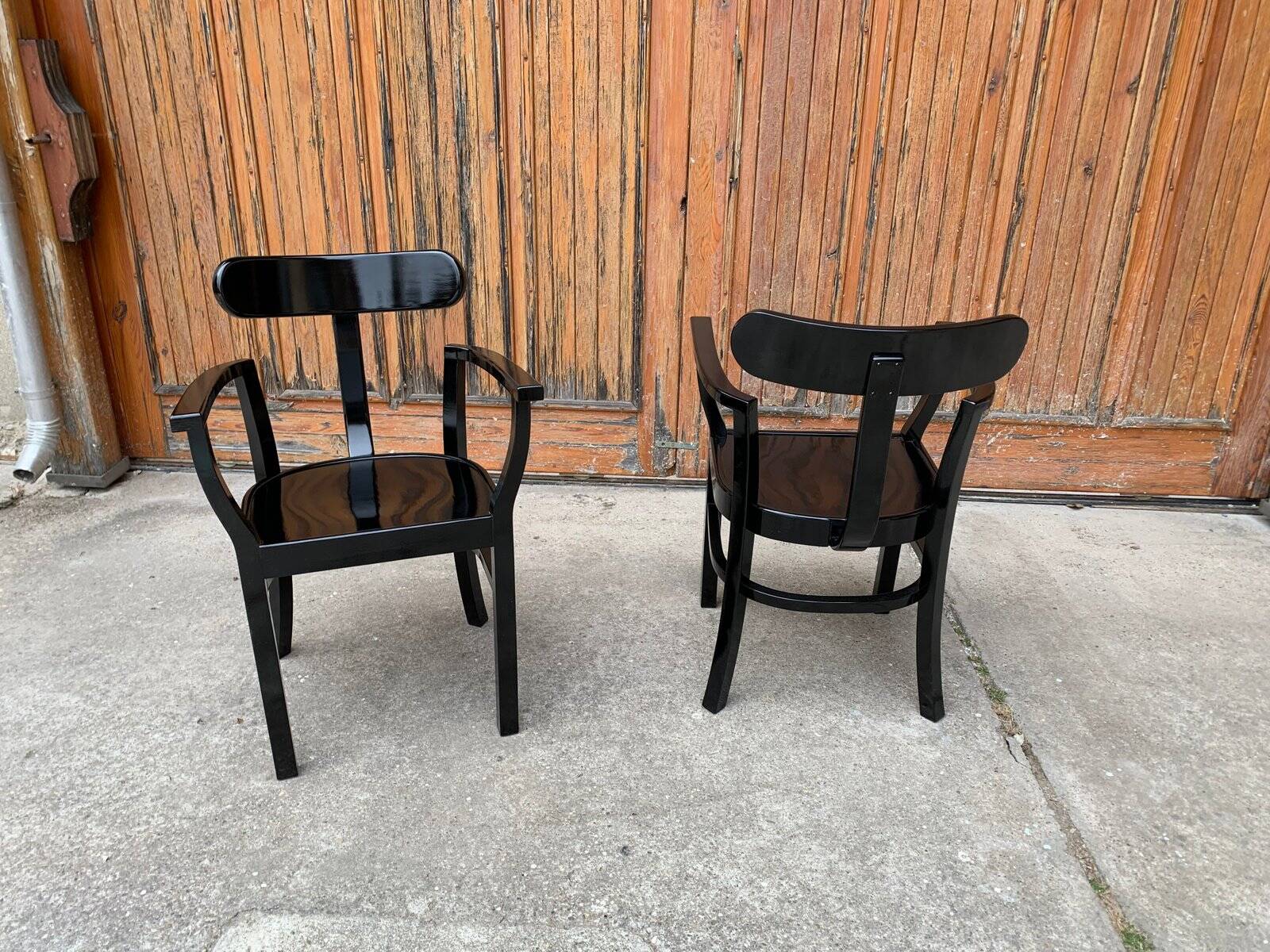 Paire de chaises Art Déco en bois laqué noir par Lajos Kozma, 1920s