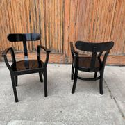 Pair of Art Deco chairs in black lacquered wood by Lajos Kozma, 1920s