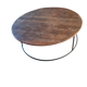 Large round coffee table in wood and wrought iron.