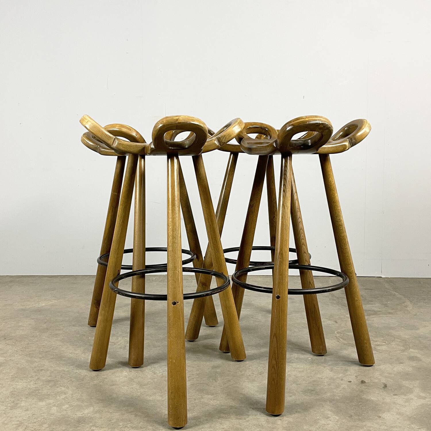 Special vintage brutalist SPANISH Marbella bar stools, 1970s Spain