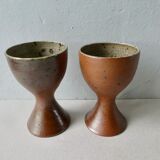 2 mazagrans form diabolo in sandstone signed Nigon