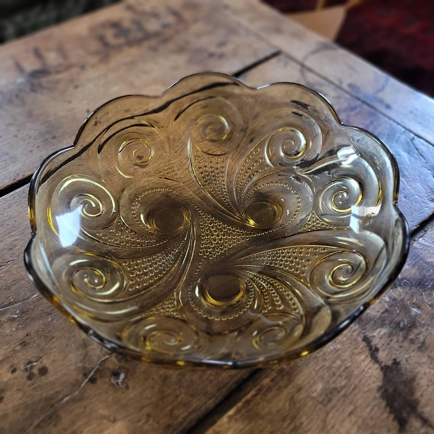 Amber glass bowl — 1970s