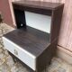 Vintage 70s bedside table with integrated lighting & chrome legs Space Age 1