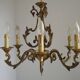 Large Antique French Art Nouveau Acanthus 6-Light Bronze Cage Candlestick
