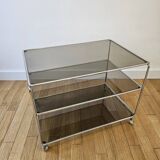 Small rolling trolley in chromed metal