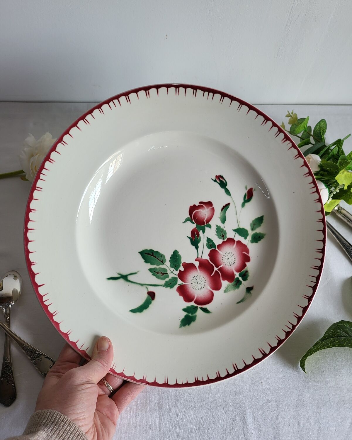 Large round serving platter sarreguemines, epernay model