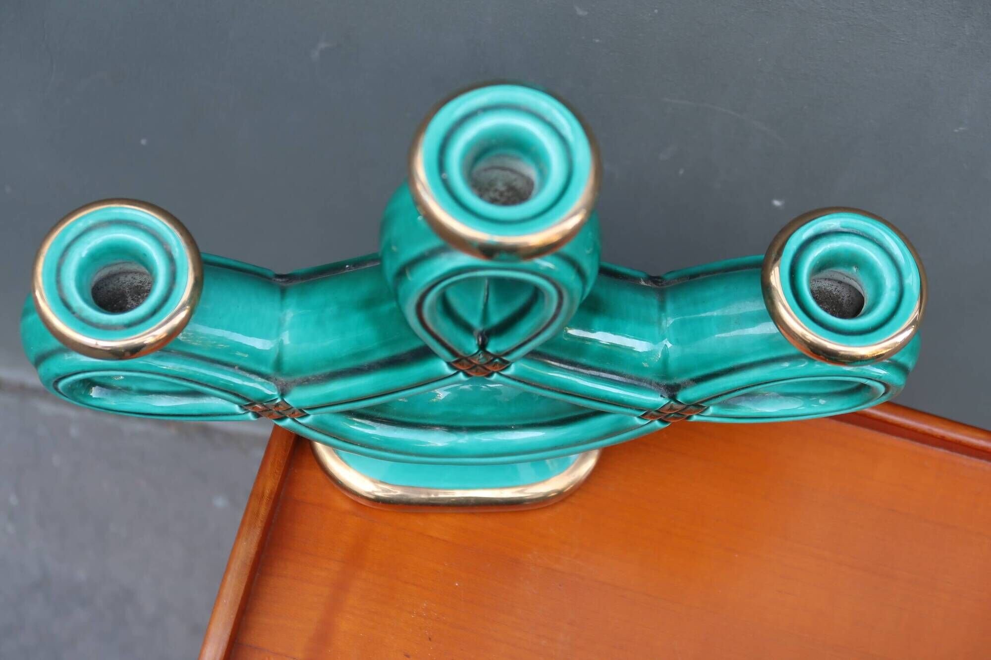 Pair of candlesticks from the 1940s Art Deco period.