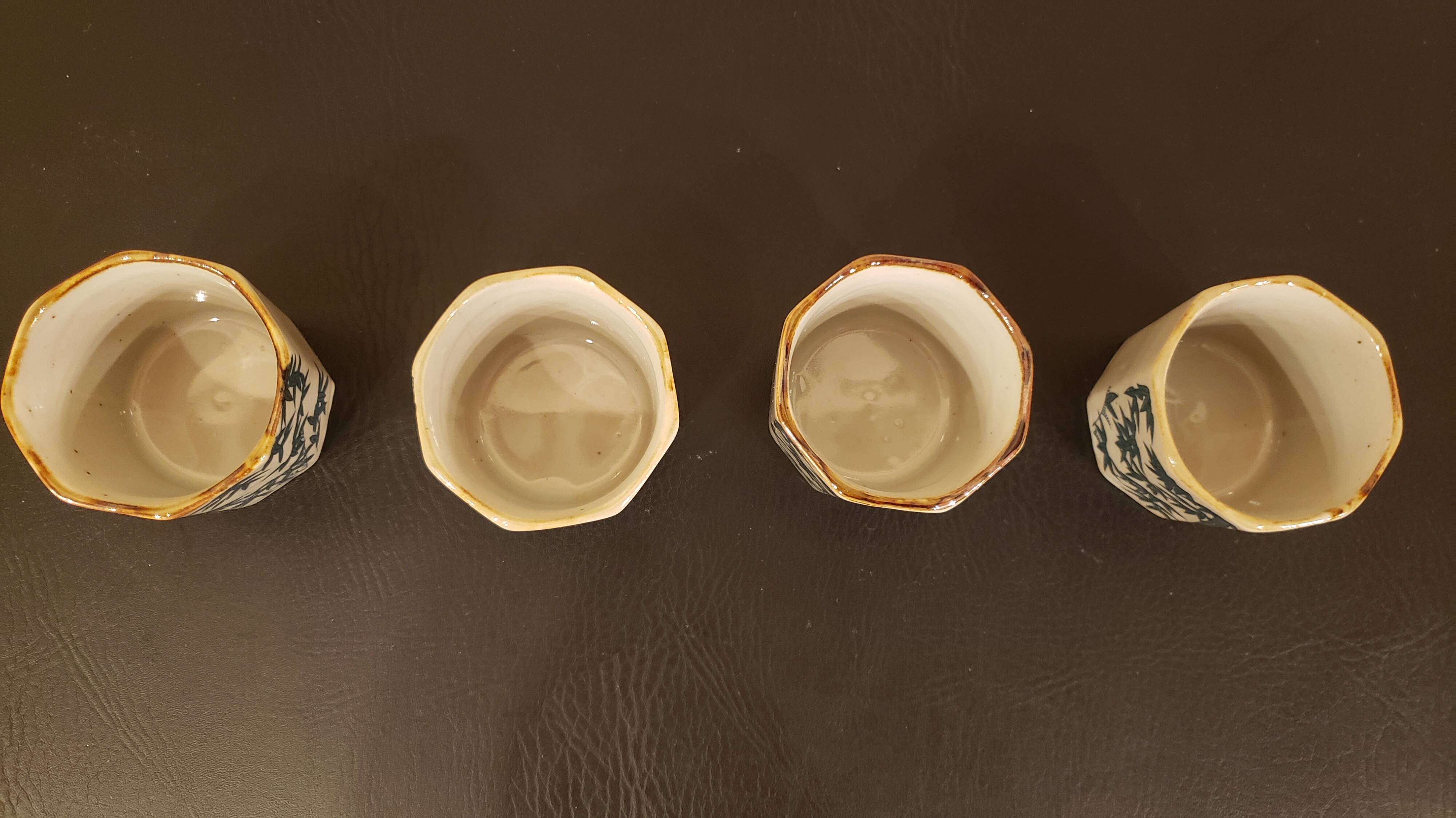 4 vintage stoneware teacups