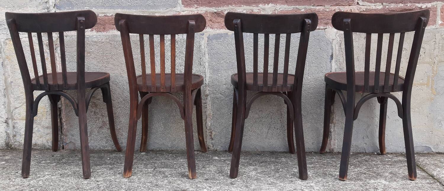 Chaises bistrot Baumann, années 50. (Lot de 4)