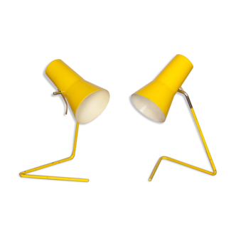 Pair of yellow lamps by Josef Hurka for Drupol, 1960