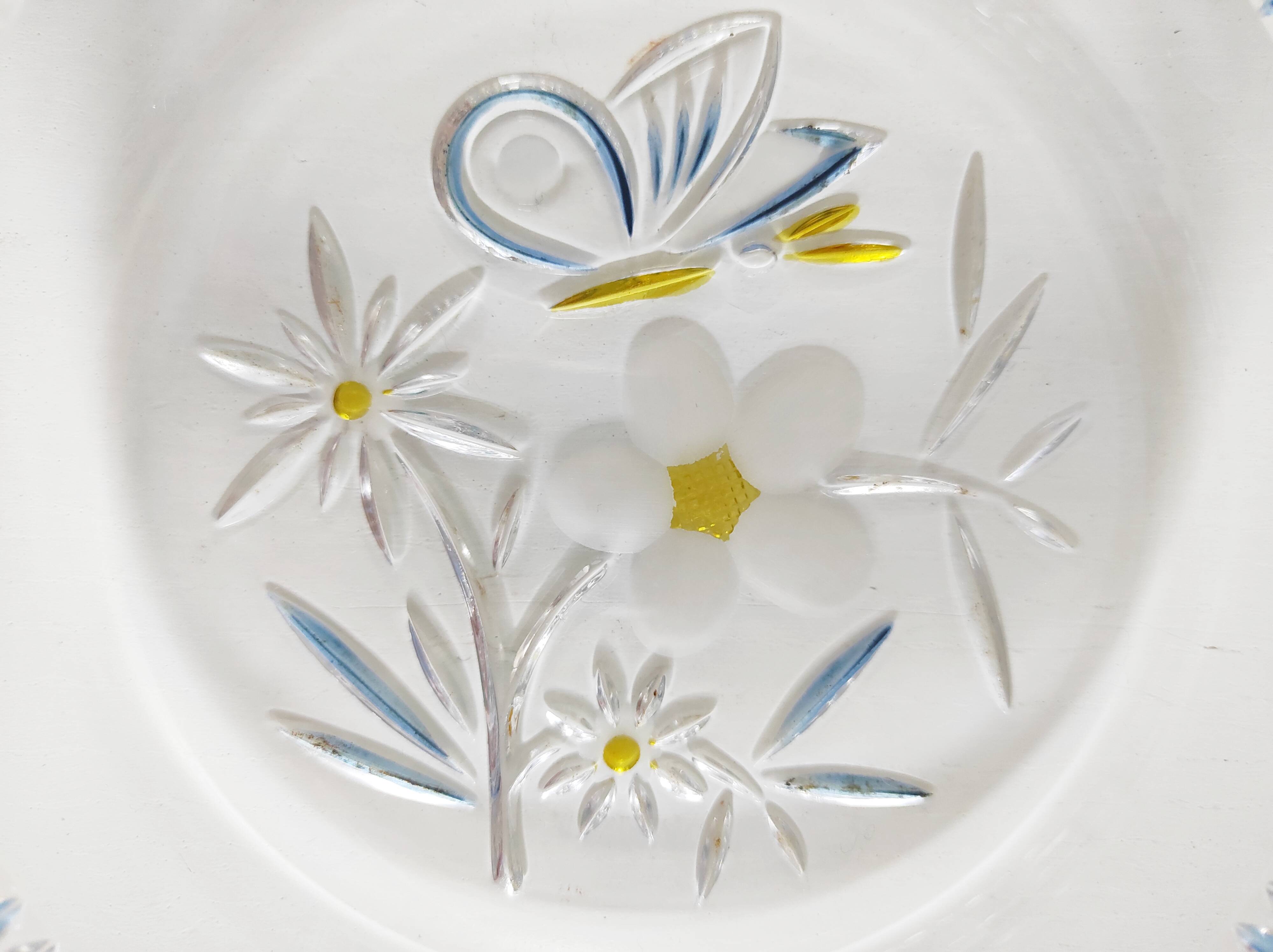Walther glass butterfly and flower glass bowl