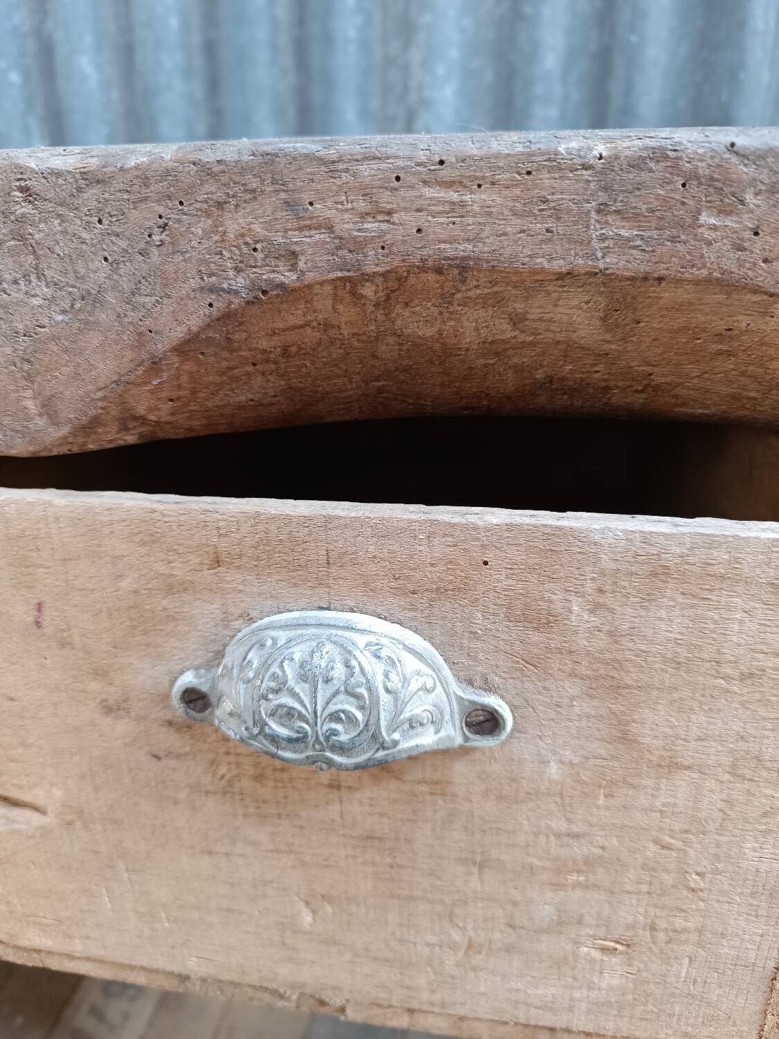 Vintage solid wood carpenter's workbench