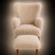 Vintage Wingback Chair & Footstool in sheepskin