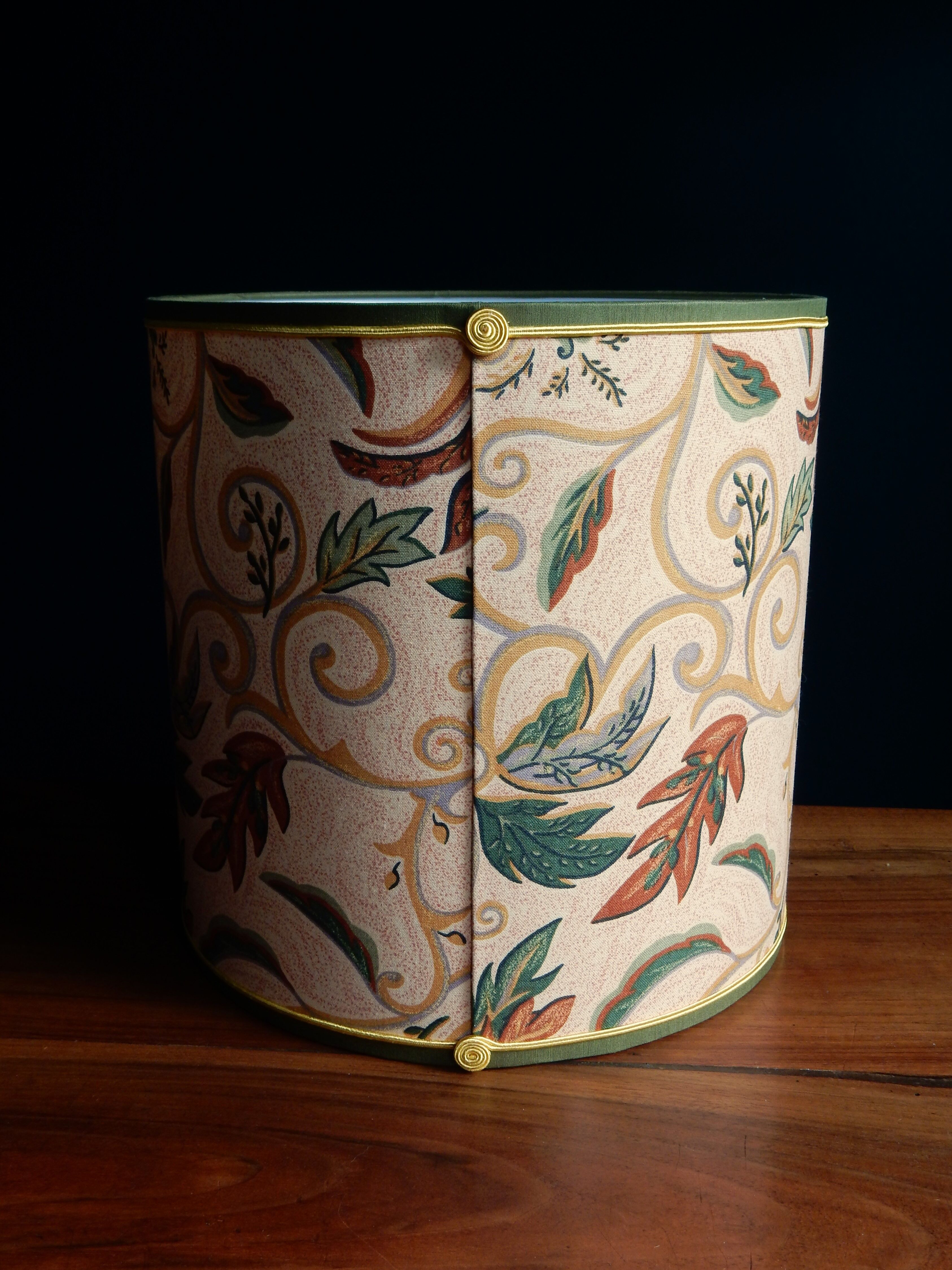 Cylindrical lampshade vintage autumn fabric