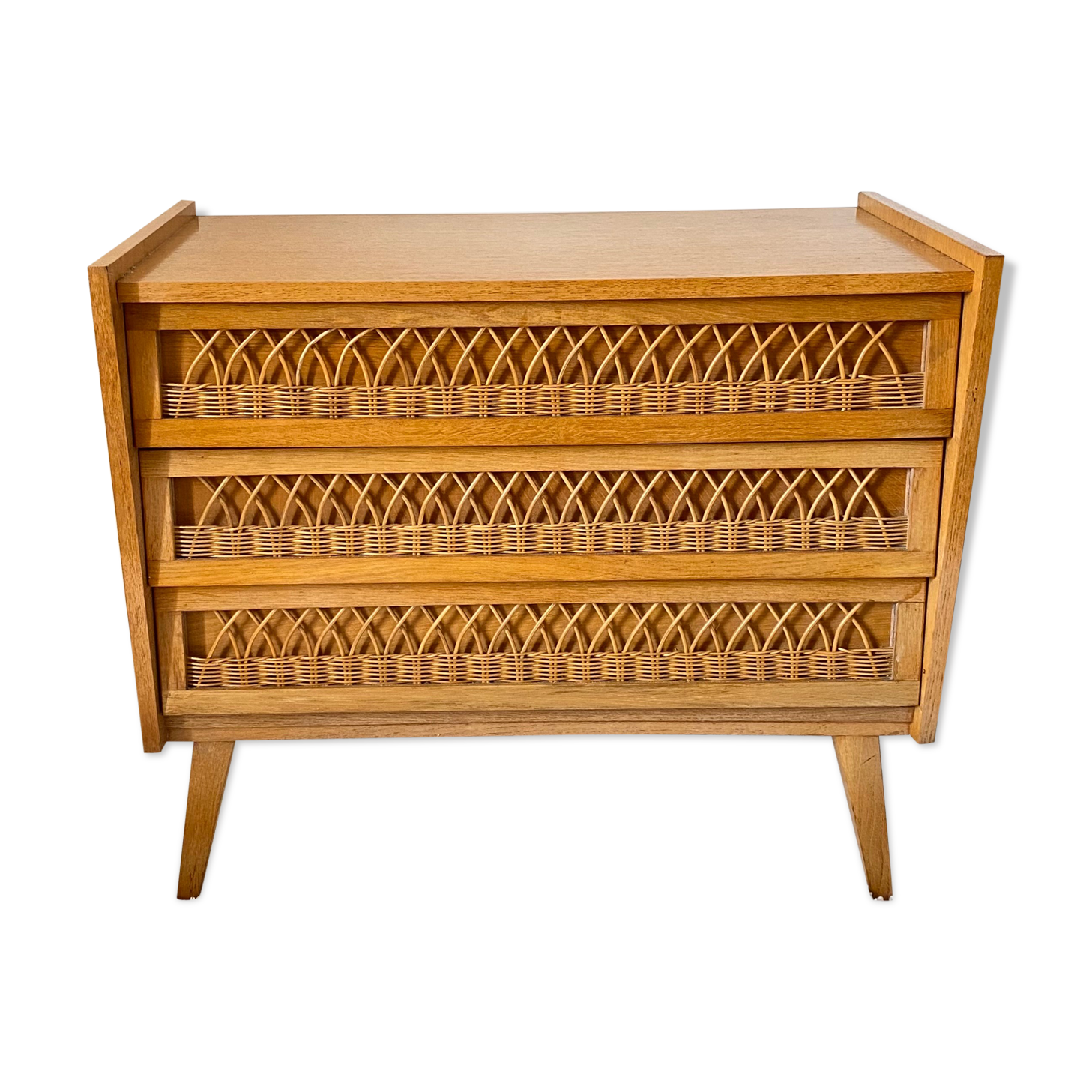 Vintage rattan chest of drawers