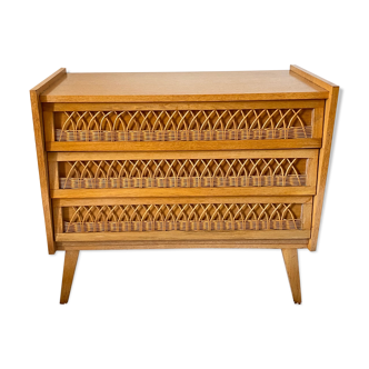 Vintage rattan chest of drawers