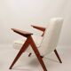 Fauteuil Bouclè de J. Chierowski, 1960 Pologne, Fauteuil en bois Design scandinave