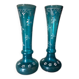 Pair of enamelled glass vases