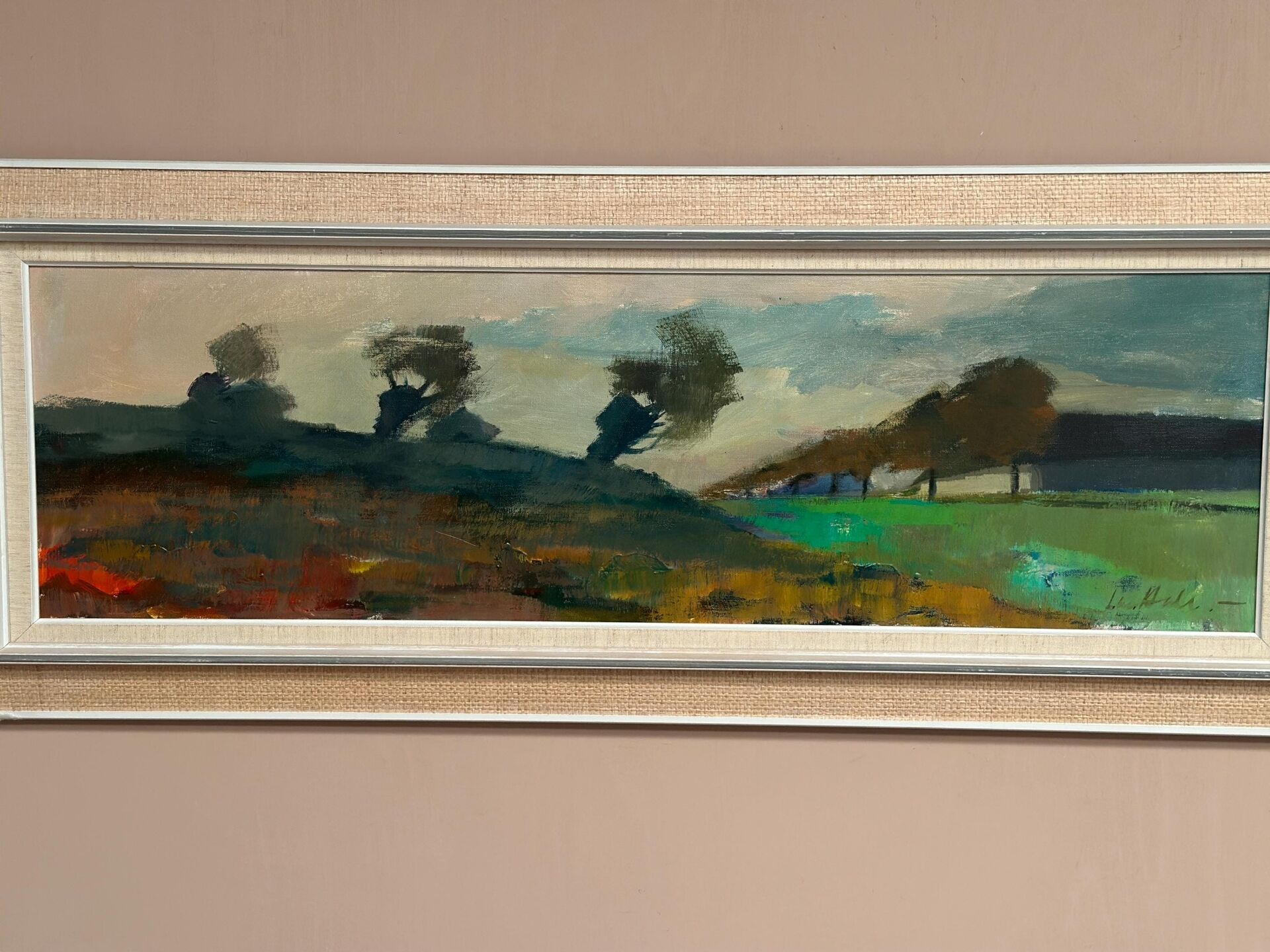 Swedish Oil on Canvas – “Abstract Landscape” by Lennart Hall – Vintage