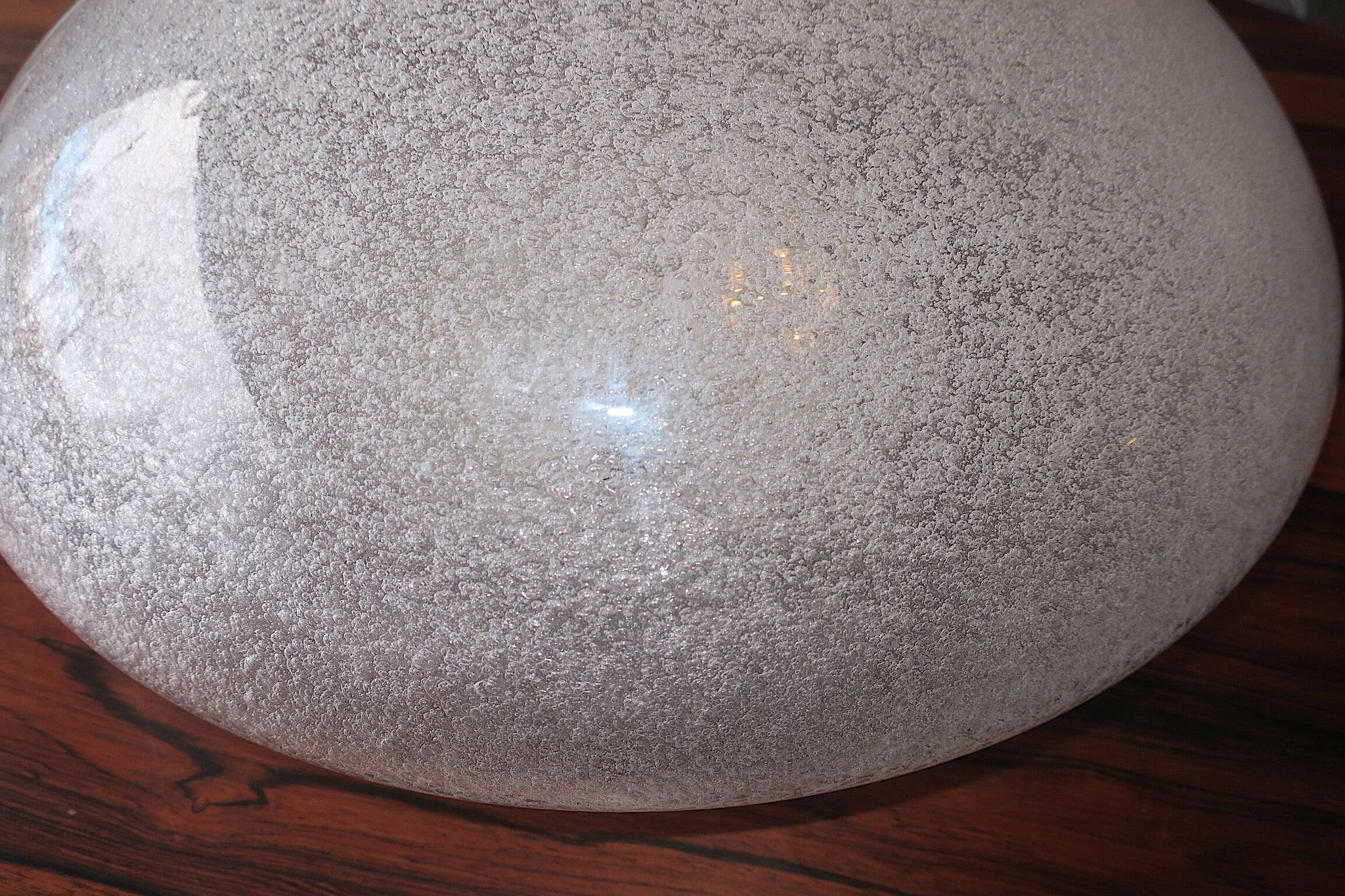 Italian domed ceiling or wall light in frosted Mazzega Murano glass, 1960s