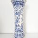 Octagonal vase blue birds BFK Boch Frères Kéramis 42 cm