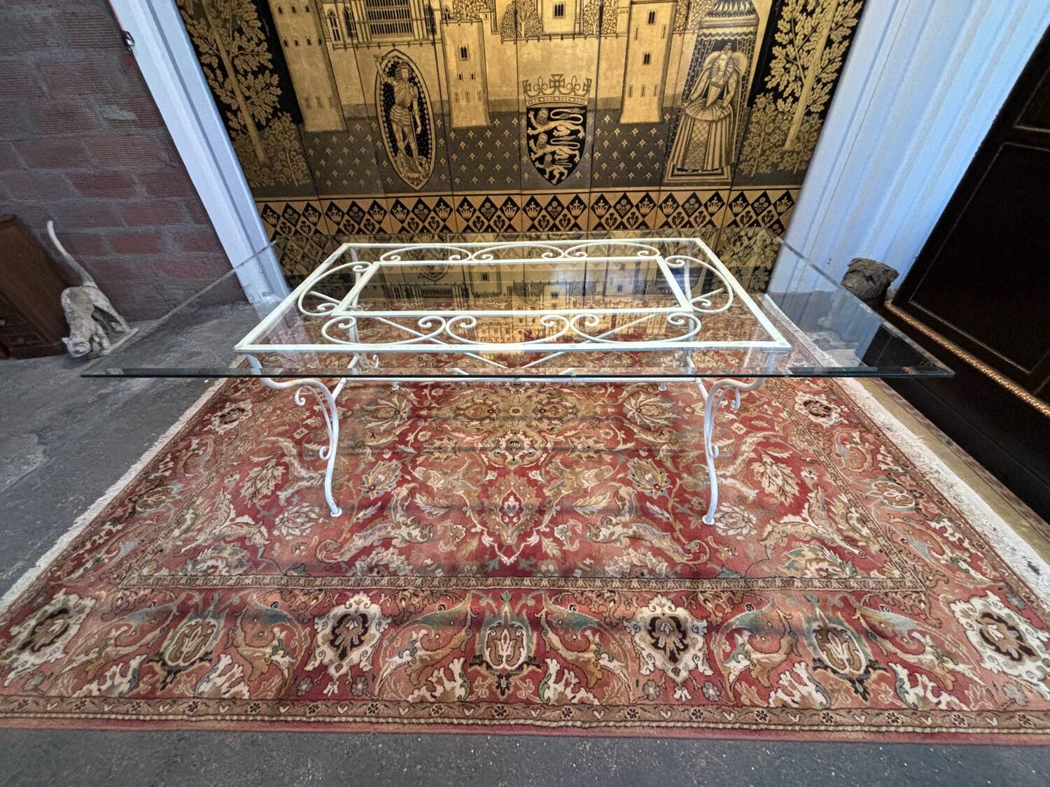 Iron and glass garden furniture