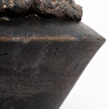 Vase en grès dorée et noir