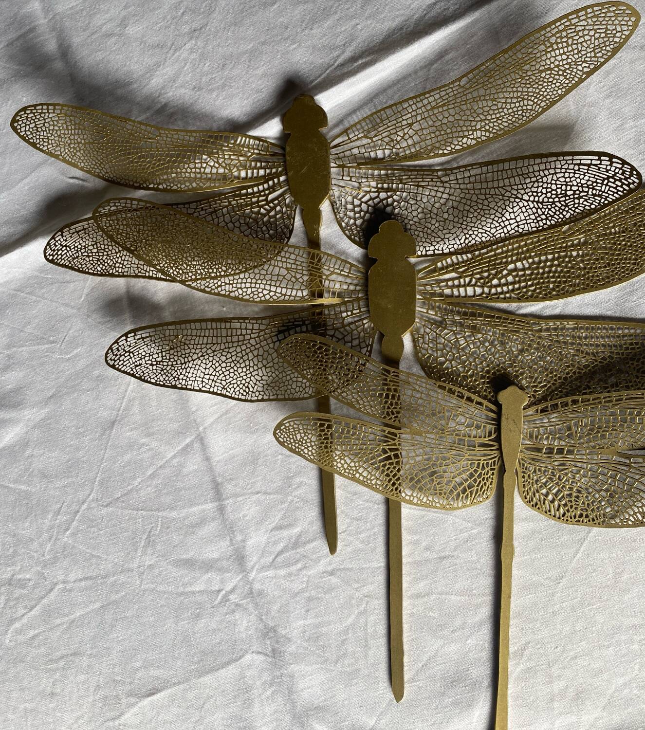 Lot de 3 libellules en laiton doré vintage