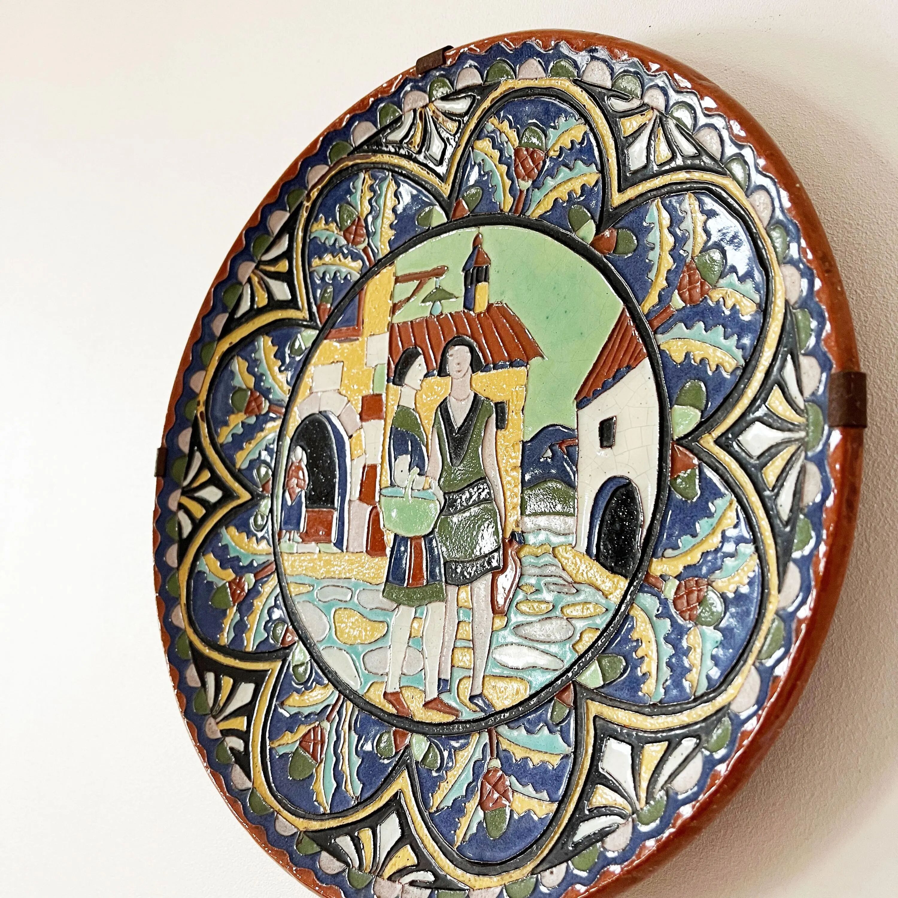 Large glazed terracotta dish