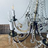 Chandelier with crystal and bronze tassels