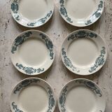 6 assiettes plates Lutèce Longchamp terre de fer ancienne