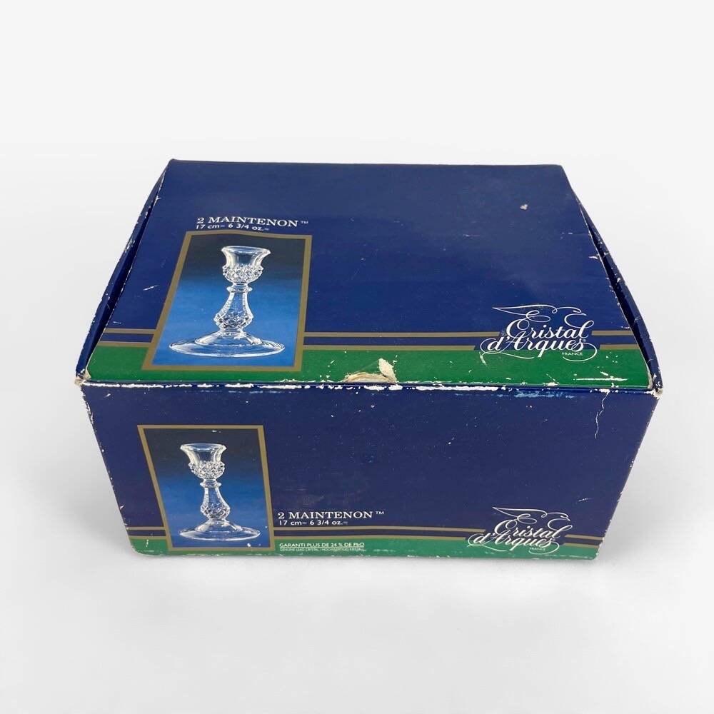 Pair of cristal d'arques candlesticks, maintenon model, 1980s