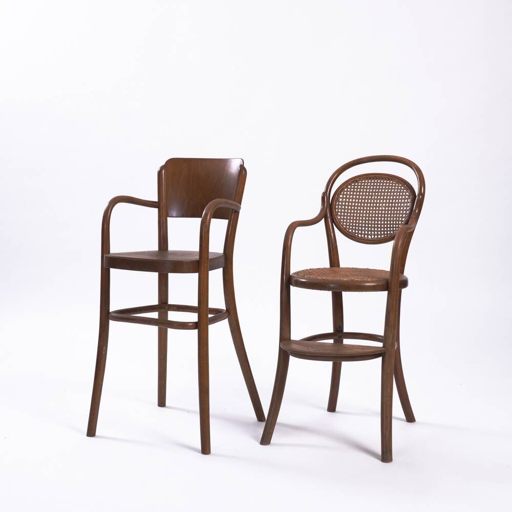 Antique set of Michael Thonet wicker and bentwood childrens chairs, 2