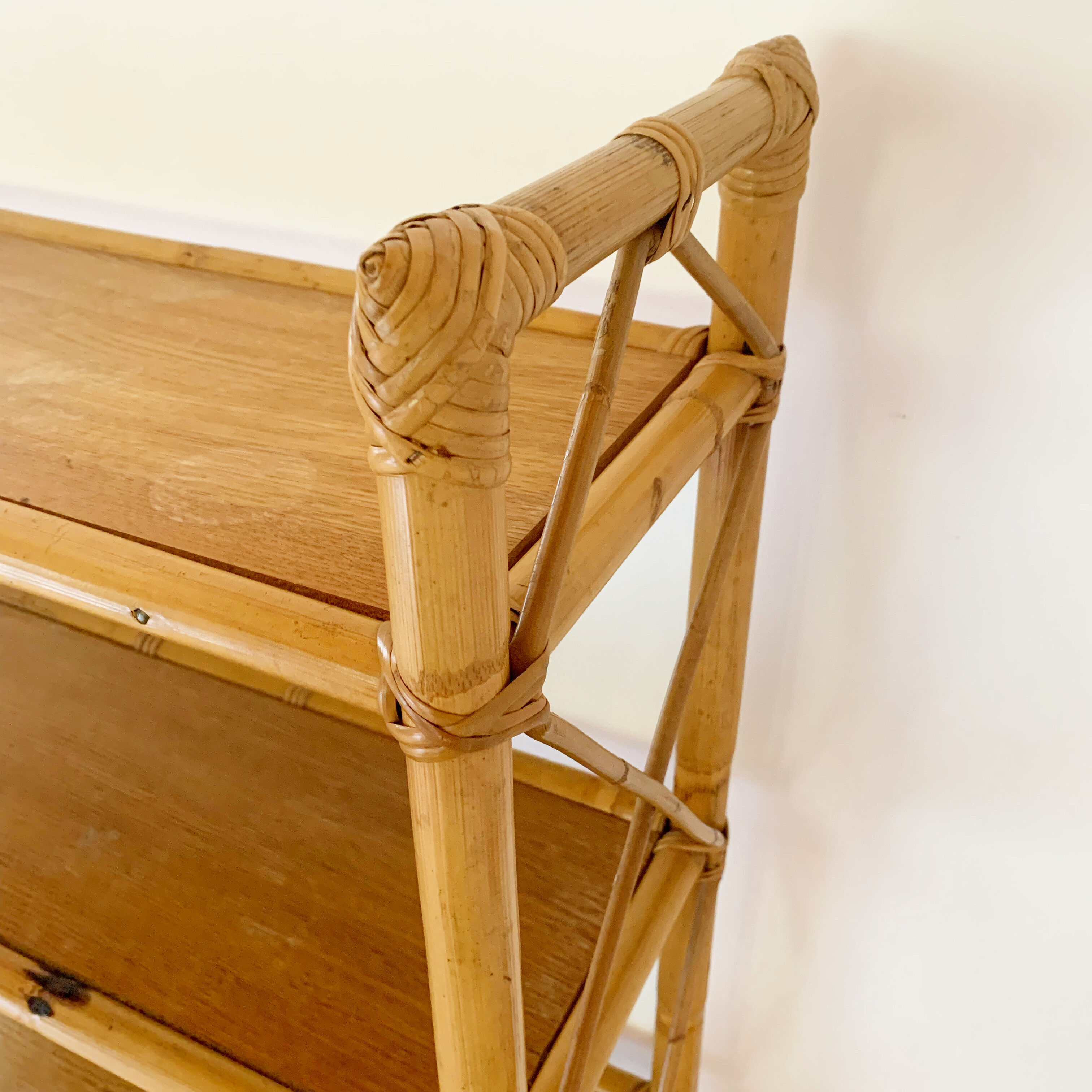 Vintage rattan stand shelf