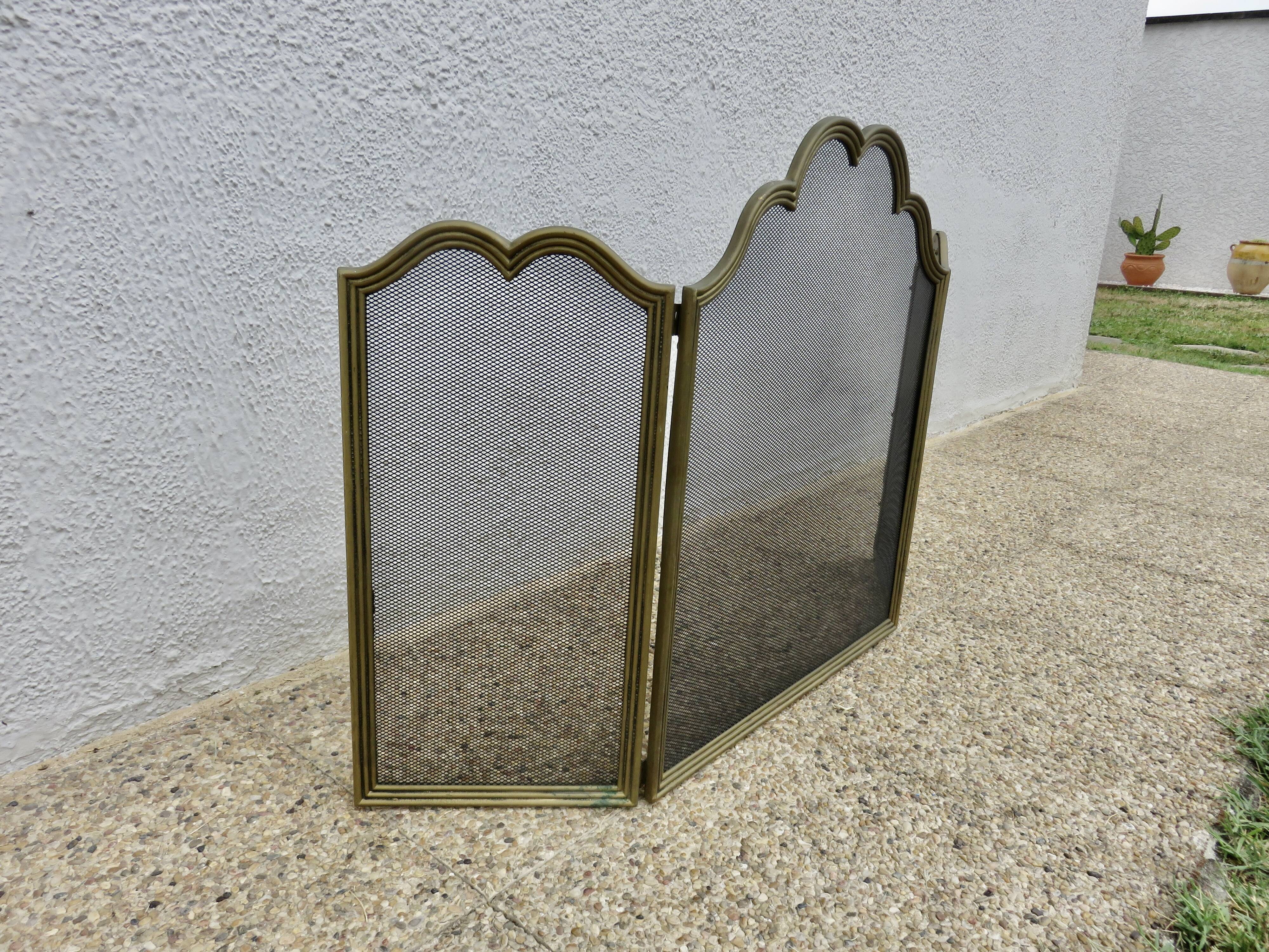 Fire screen, spark guard for fireplace "made in Italy" 3 panels in brass 70